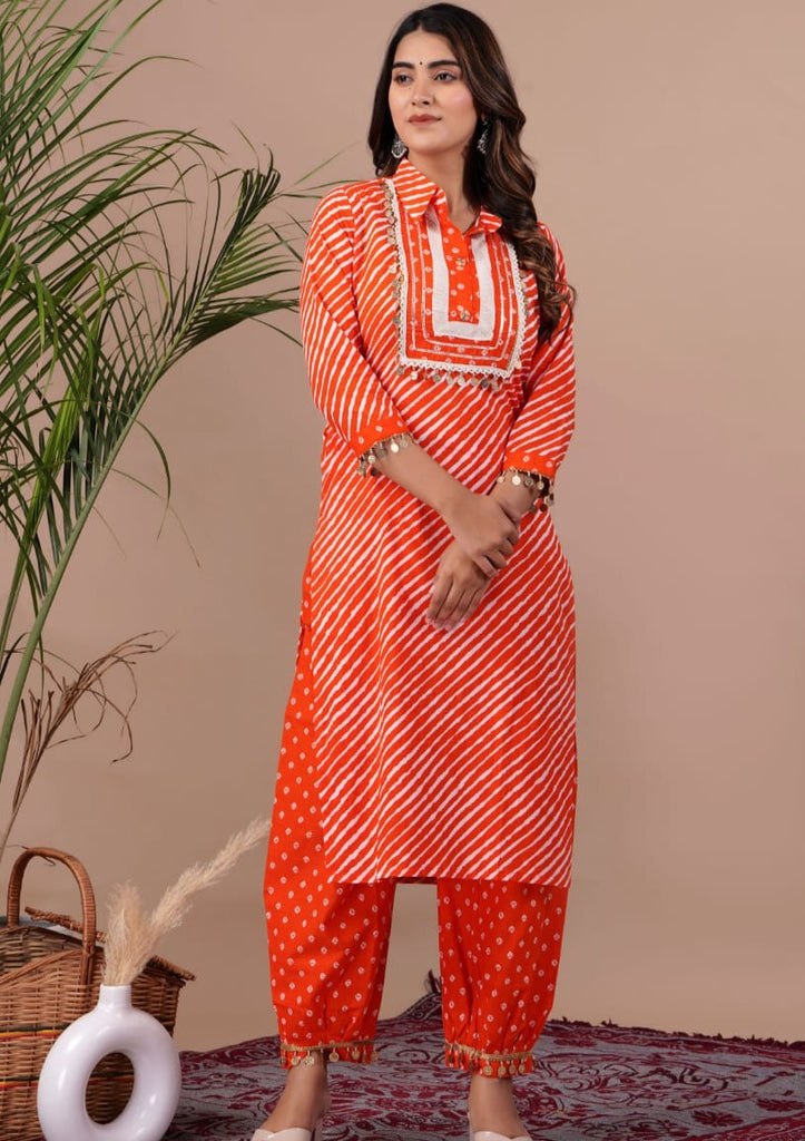 Buy Cotton Lehariya Kurti with Pant | Women lahariya Kurti Pink for Women  Rakhi Special Lahariya Print | Summer Dress | Rakhi Special by Aarav  Collection at Amazon.in